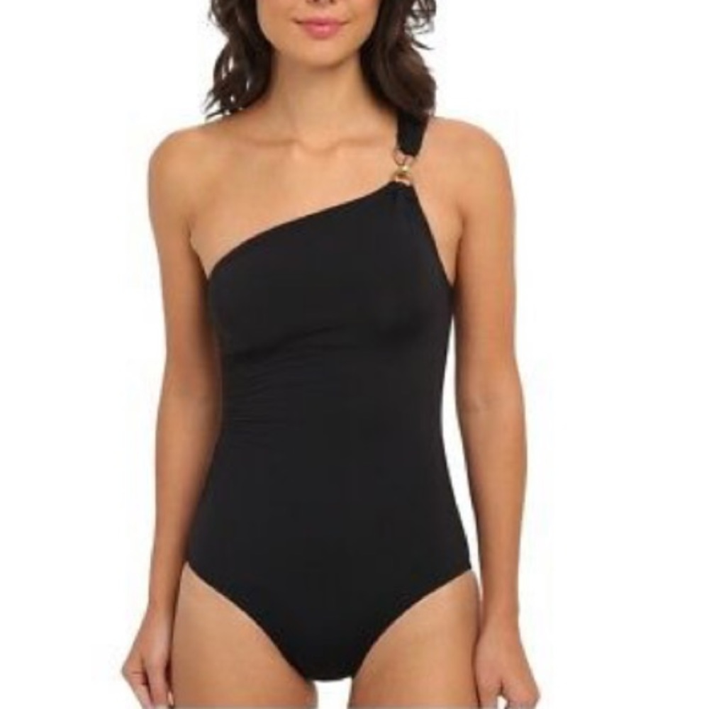 NWT summer beach luxury Michael Kors one shoulder navy bathing suit - Picture 3 of 14